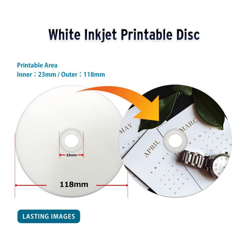 PlexDisc Water Resistant Glossy White Inkjet Printable BD-R 6x 25GB Blu-ray, 25 Disc Spindle - Image 2